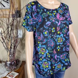 Black, Flower print Large top